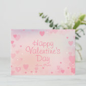 Pink Hearts Happy Valentine's Day Kaart voor haar (Staand voorkant)