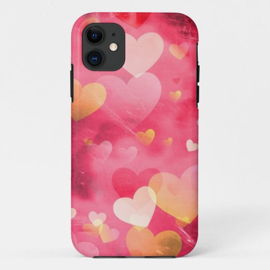 Pink Hearts iPhone 11 Coque (Dos)