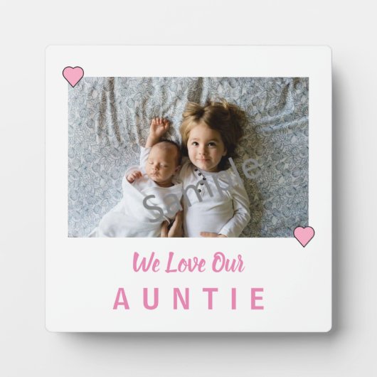 Pink Hearts Love Auntie Plaque Photo (Devant)