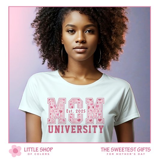 Pink Hearts Mom University Moederdag Tri-Blend Shirt