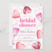 Pink Hearts Party Girly Schattige Modern Vrijgezel Kaart (Voorkant)