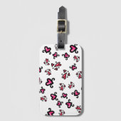 Pink Hearts Pattern – Cute Doodle Design Bagagelabel (Voorkant (verticaal))