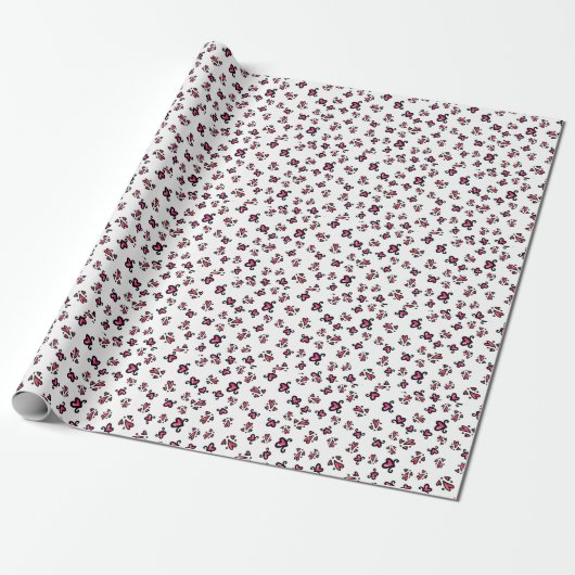 Pink Hearts Pattern – Cute Doodle Design Cadeaupapier (Uitgerold)