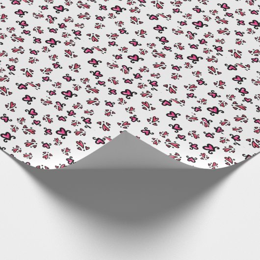 Pink Hearts Pattern – Cute Doodle Design Cadeaupapier (Hoek)