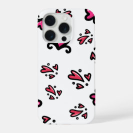 Pink Hearts Pattern – Cute Doodle Design iPhone 15 Pro Hoesje