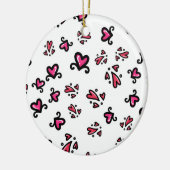 Pink Hearts Pattern – Cute Doodle Design Keramisch Ornament (Links)