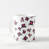 Pink Hearts Pattern – Cute Doodle Design Koffiemok (Voorkant links)