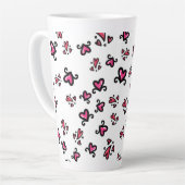 Pink Hearts Pattern – Cute Doodle Design Latte Mok (Linkerhoek)