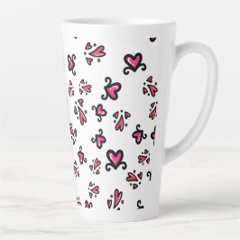 Pink Hearts Pattern – Cute Doodle Design Latte Mok