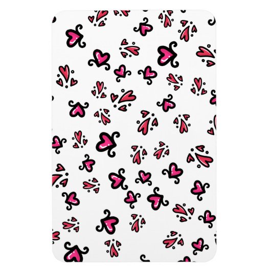 Pink Hearts Pattern – Cute Doodle Design Magneet (Verticaal)