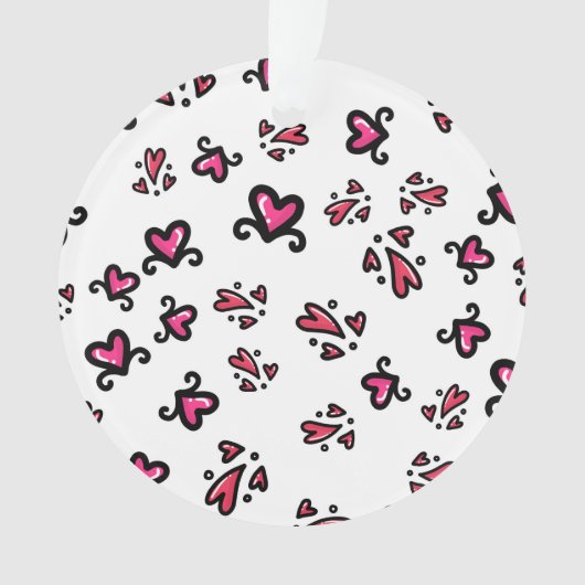 Pink Hearts Pattern – Cute Doodle Design Ornament (voorkant)