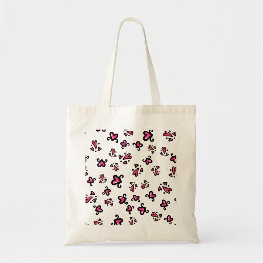Pink Hearts Pattern – Cute Doodle Design Tote Bag (Voorkant)