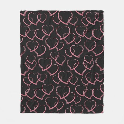  Pink Hearts Pattern Fleece Deken (Voorkant)