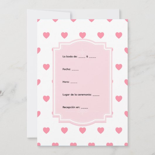 Pink Hearts Pattern Invitation (Devant)