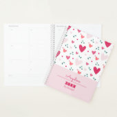 Pink Hearts Pattern Kids Academic School Planner (Display)
