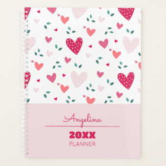 Pink Hearts Pattern Kids Academic School Planner