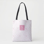 Pink Hearts Pattern Monogram Draagtas (Voorkant)