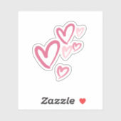 Pink Hearts Schattige Doodle Sticker (Vel)