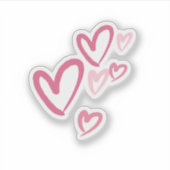 Pink Hearts Schattige Doodle Sticker (Voorkant)