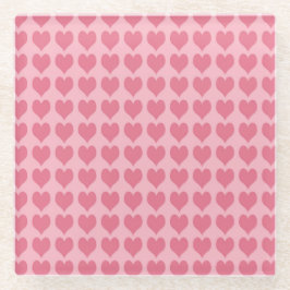 Pink Hearts Seamless Pattern Glazen Onderzetter