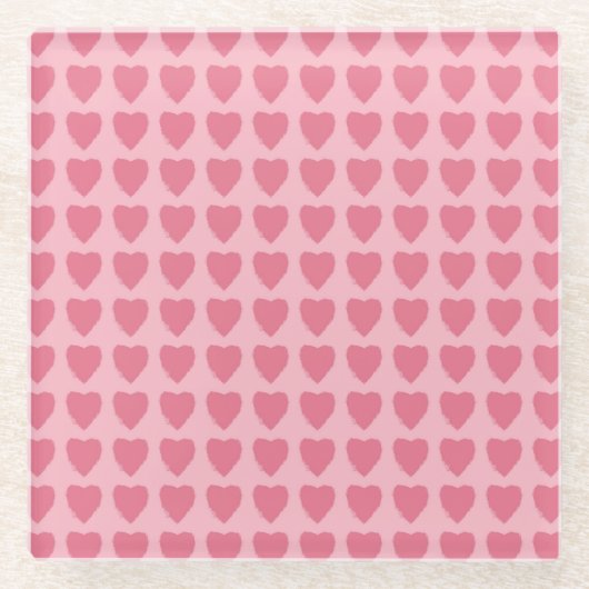 Pink Hearts Seamless Pattern Glazen Onderzetter (Voorkant)