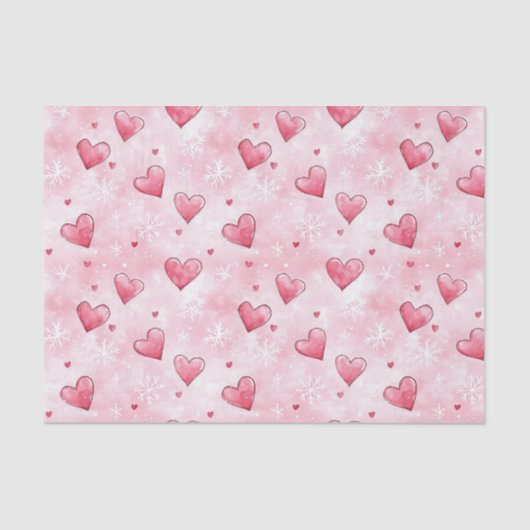 Pink Hearts Sneeuwvlokken Tissuepapier (Voorkant)