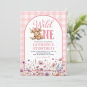 Pink Heifer Bull First Birthday Invitation (Debout devant)