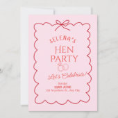 Pink Hen Party Invitation Card | Elegant Minimalis (Devant)