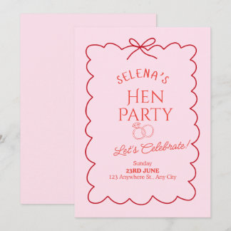 Pink Hen Party Invitation Card | Elegant Minimalis