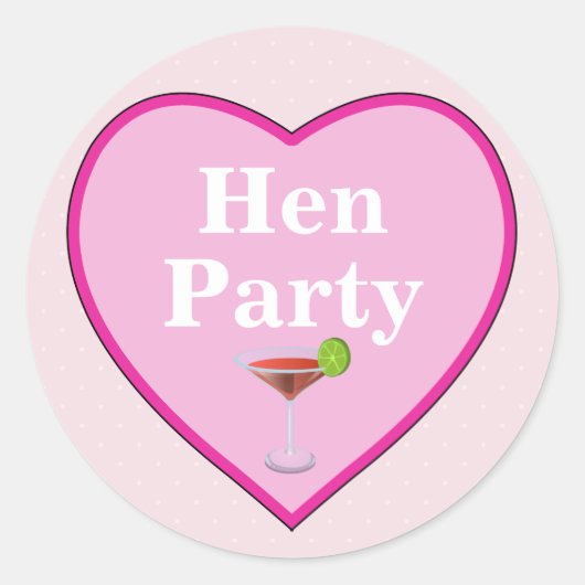 Pink Hen Party Ronde Sticker (Voorkant)
