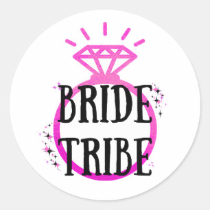 Pink Hen's Party Bachelorette Ring Bruid Tribe Ronde Sticker