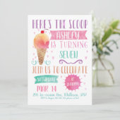 Pink Heres The Scoop Ice Cream Invitation Annivers (Debout devant)