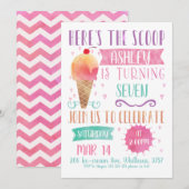 Pink Heres The Scoop Ice Cream Invitation Annivers (Devant / Derrière)