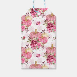 PINK HERFST AUTUMN PUMPKINS & WATERVERF FLOWERS CADEAULABEL