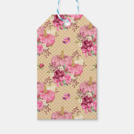 PINK HERFST AUTUMN PUMPKINS & WATERVERF FLOWERS CADEAULABEL
