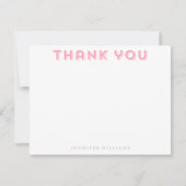 Pink Herringbone Motif Merci Cartes de notes (Devant)