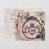 Pink Herringbone Unconditional Love Wedding Invite Kaart (Voorkant / Achterkant)