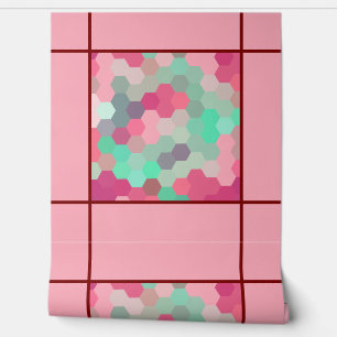 Pink hexagon behang