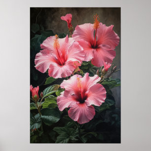 Pink Hibiscus Flower Art Imprimer Poster