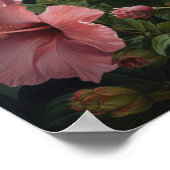 Pink Hibiscus Flower Art Imprimer Poster (Coin)
