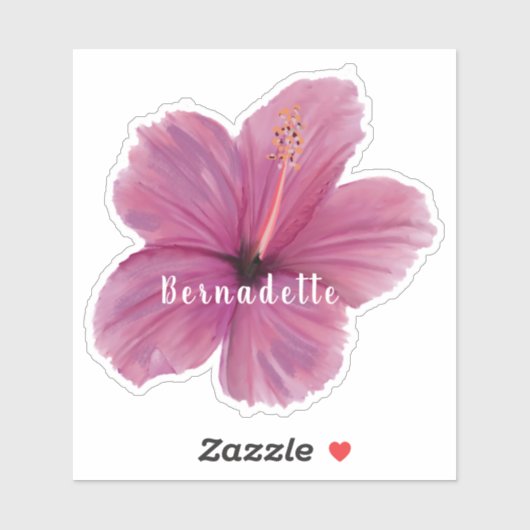  Pink Hibiscus flower name sticker (Feuille)