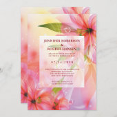 Pink Hibiscus Flower Wedding Floral Aankondiging (Voorkant / Achterkant)