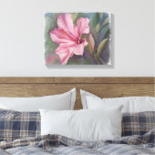 PINK HIBISCUS FLOWER WRAPPED CANVAS PAINTING (Insitu (Slaapkamer))