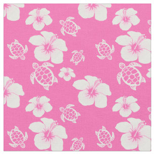 Pink Hibiscus Honu Hawaiian Stof