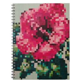 Pink Hibiscus in Soft Pixel Colors Notitieboek