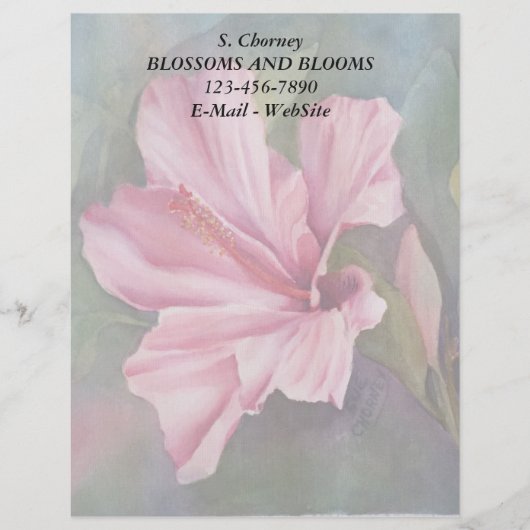 PINK HIBISCUS LETTERHEAD GEPERSONALISEERD BRIEFHOOFD (Voorkant)