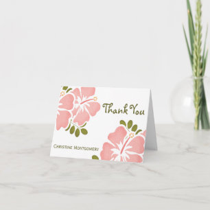 Pink Hibiscus Merci Notes Cartes