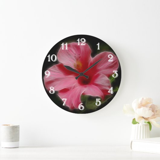 Pink Hibiscus Wall klok (Huis)