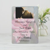 PINK HIBISCUS  WEDDING INVITATIE KAART (Staand voorkant)
