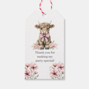Pink Highland Koe Birthday Party Favor Cadeaulabel